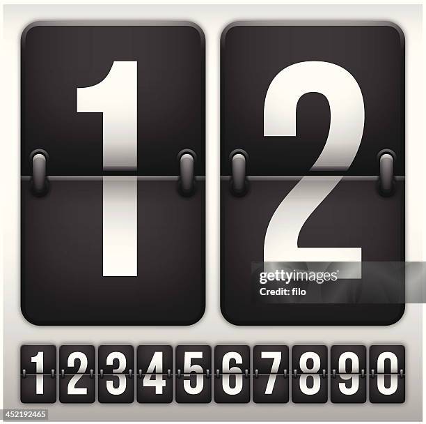 flip clock numbers - bank counters stock illustrations