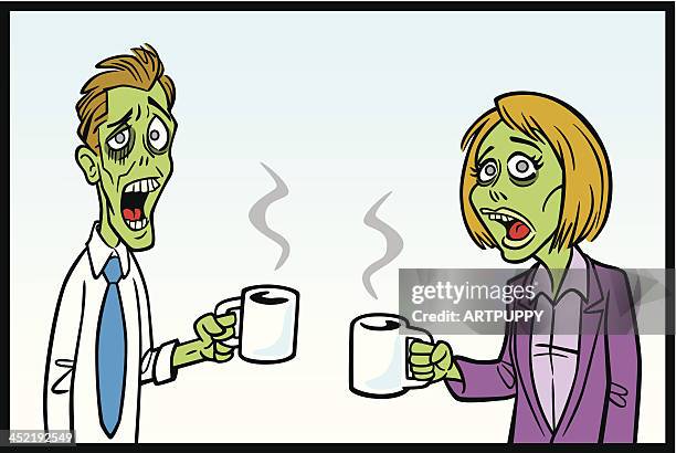 zomibe workers with coffee - monday coffee stock illustrations