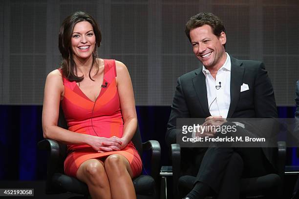 Actors Alana de la Garza and Ioan Gruffudd speak onstage at the 'Forever'' panel during the Disney/ABC Television Group portion of the 2014 Summer...