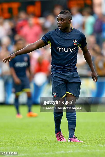 Emmanuel Mayuka of Southampton issues instructions during the pre season friendly match between EHC Hoensbroek and Southampton at Sportpark De Dem on...