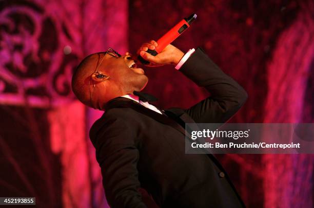 Tinie Tempah performs during the Winter Whites Gala In Aid Of Centrepoint on November 26, 2013 in London, England.