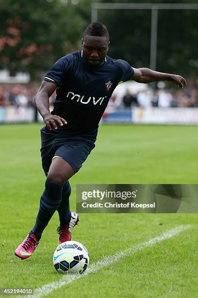 Nathaniel Clyne of Southampton runs with the ball during the pre season friendly match between EHC Hoensbroek and Southampton at Sportpark De Dem on...