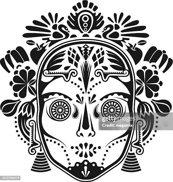 maske. - aztec mask stock-grafiken, -clipart, -cartoons und -symbole