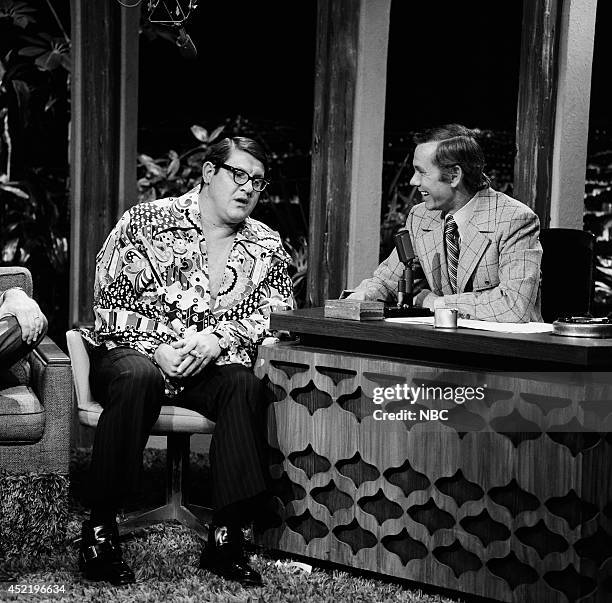 Pictured: Professional football player Alex Karras during an interview with host Johnny Carson on November 17, 1970 --