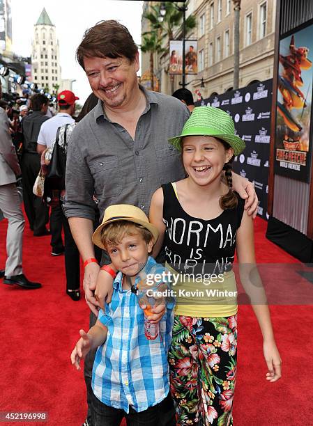 Actor Dave Foley, Alina Foley and Dorian Foley attend the premiere of Disney's "Planes: Fire & Rescue" at the El Capitan Theatre on July 15, 2014 in...