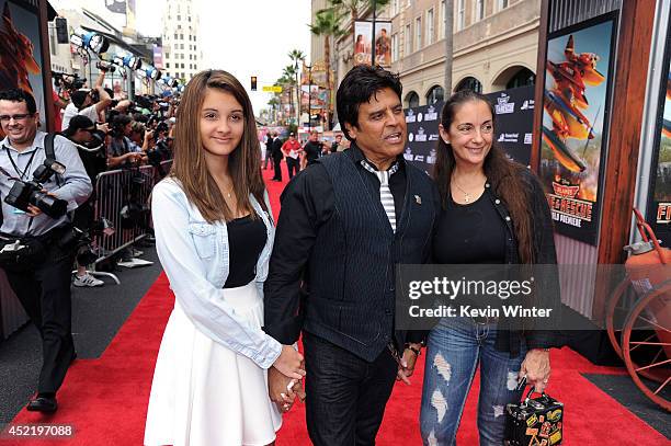 Francesca Natalia Estrada, actor Erik Estrada and Nanette Mirkovich attend the premiere of Disney's "Planes: Fire & Rescue" at the El Capitan Theatre...