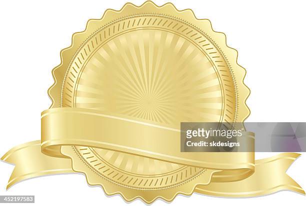 gold seal 、メダル、付属のリボンセット - スタンプ　リボン点のイラスト素材／クリップアート素材／マンガ素材／アイコン素材