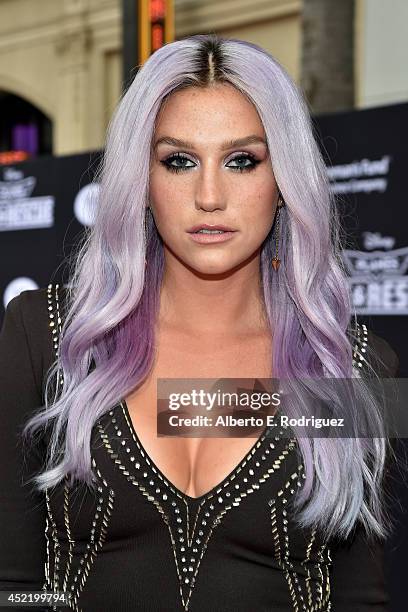 Singer/songwriter Kesha attends World Premiere Of Disney's "Planes: Fire & Rescue" at the El Capitan Theatre on July 15, 2014 in Hollywood,...