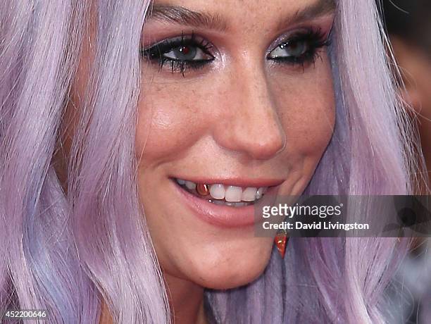 Singer Kesha attends the premiere of Disney's "Planes: Fire & Rescue" at the El Capitan Theatre on July 15, 2014 in Hollywood, California.