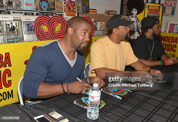 Producers Michael Jai White and Byron Minns, and director Carl Jones attend a signing for the new DVD "Black Dynamite" at Amoeba Music on July 15,...
