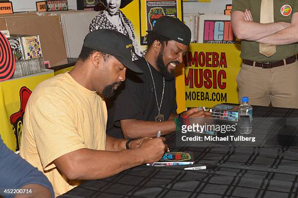 Producer Byron Minns and director Carl Jones attend a signing for the new DVD "Black Dynamite" at Amoeba Music on July 15, 2014 in Hollywood,...