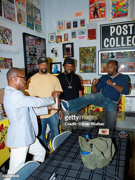 Actor Tommy Davidson, actor Byron Minns, producer Carl Jones and actor Michael Jai White arrive at the "Black Dynamite" DVD Signing at Amoeba Music...