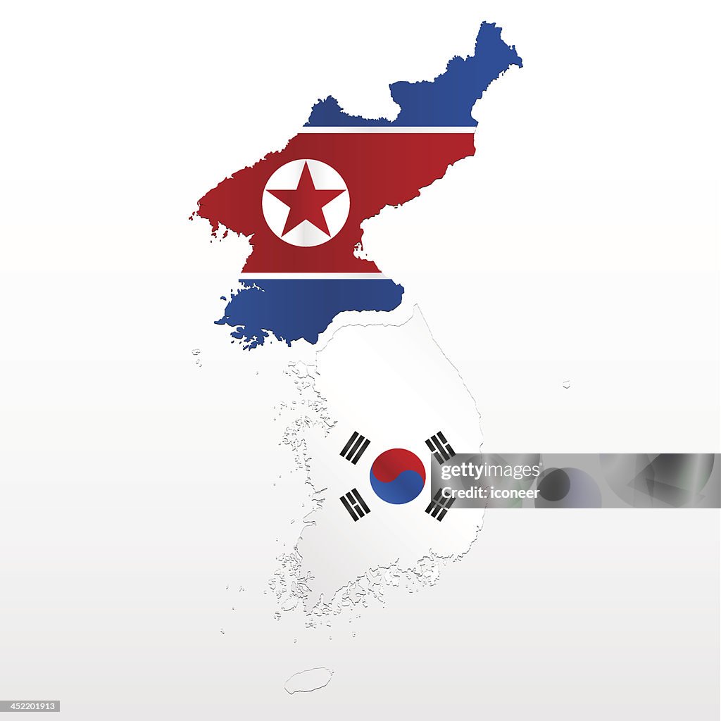 Mappa di Nord e Corea del Sud