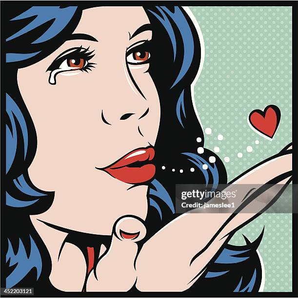 er auf wiedersehen sagt - blowing a kiss stock-grafiken, -clipart, -cartoons und -symbole