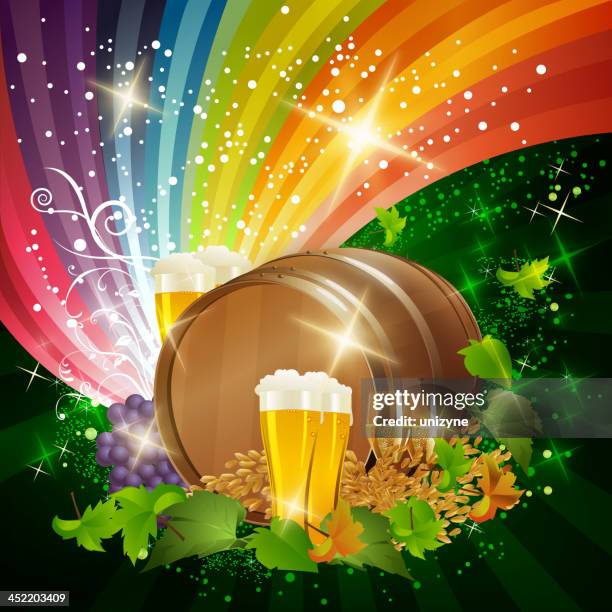 beer barrel with bright background - beer transparent background stock illustrations