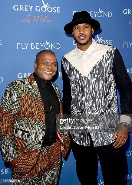 Professional basketball player Carmelo Anthony and artist Kehinde Wiley at Carmelo Anthony Kehinde Wiley Dinner Hosted by GREY GOOSE at Sunset Tower...