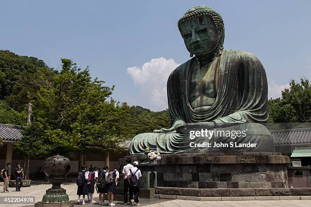 Great Buddha of Kamakura - a monumental bronze statue of Buddha was built in 1252. The bronze image was cast by Ono Goroemon who was a leading maker...