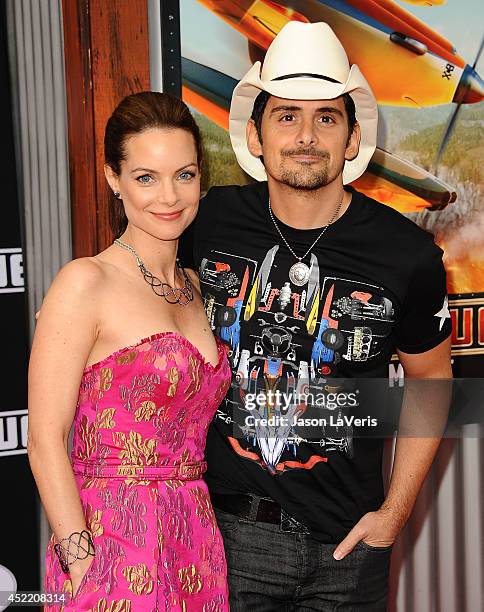 Actress Kimberly Williams-Paisley and actor Brad Paisley attend the premiere of "Planes: Fire & Rescue" at the El Capitan Theatre on July 15, 2014 in...