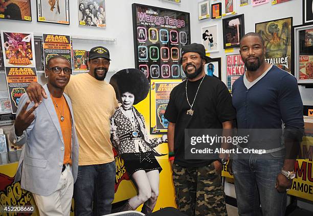 Actor Tommy Davidson, producer Byron Minns, producer Carl Jones and producer Michael Jai White attends the DVD Signing With "Black Dynamite" Cast At...