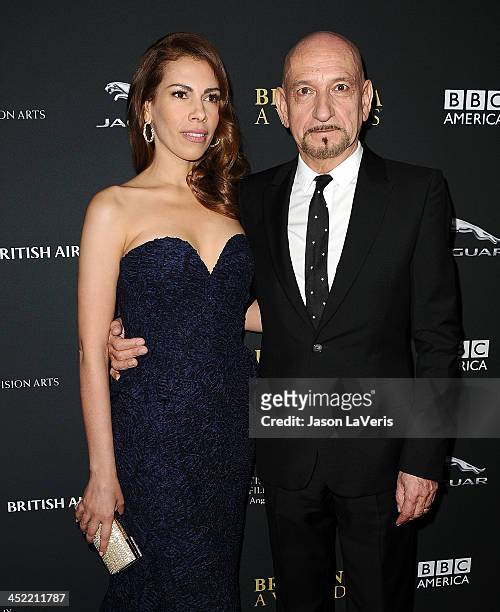 Actress Daniela Lavender and Sir Ben Kingsley attend the BAFTA Los Angeles Britannia Awards at The Beverly Hilton Hotel on November 9, 2013 in...