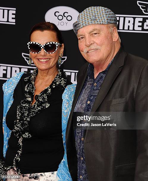 Actor Stacy Keach and wife Malgosia Tomassi attend the premiere of "Planes: Fire & Rescue" at the El Capitan Theatre on July 15, 2014 in Hollywood,...