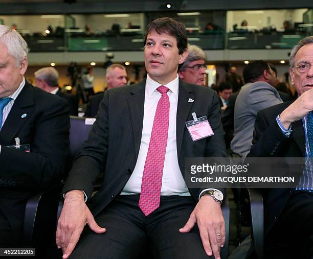 Brazilian Fernando Haddad, candidate for mayor of Sao Paulo attends the presentation of the candidacies for the 2020 World Expo, at the OECD...