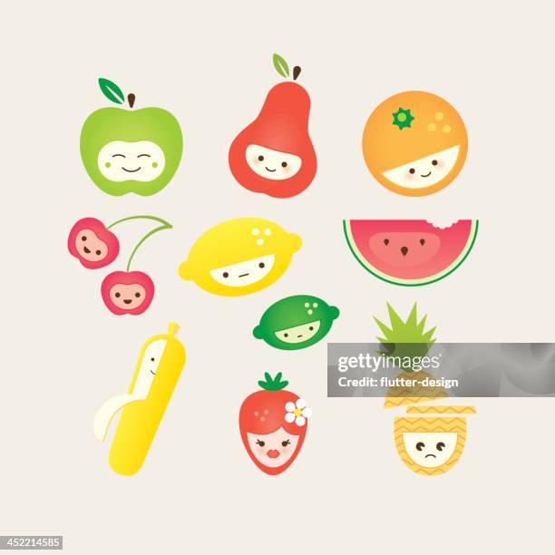 cute fruit - watermelon face stock illustrations