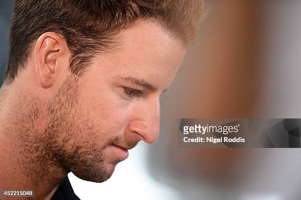 James Magnussen of Australia speaks to media during training camp at the Manchester Aquatics Centre on July 16, 2014 in Manchester, England.