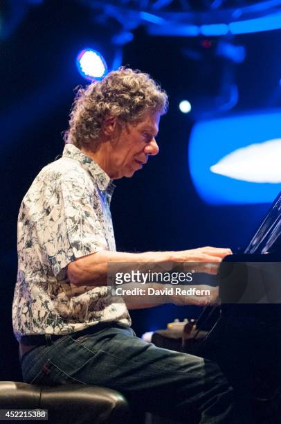 Chick Corea performs on stage at Jazz A Juan on July 16, 2014 in Juan-les-Pins, France.