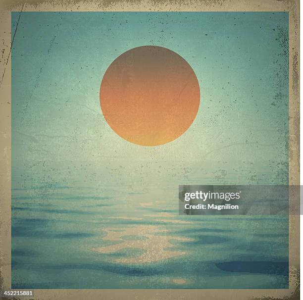 sun over water - sepia toned background stock illustrations
