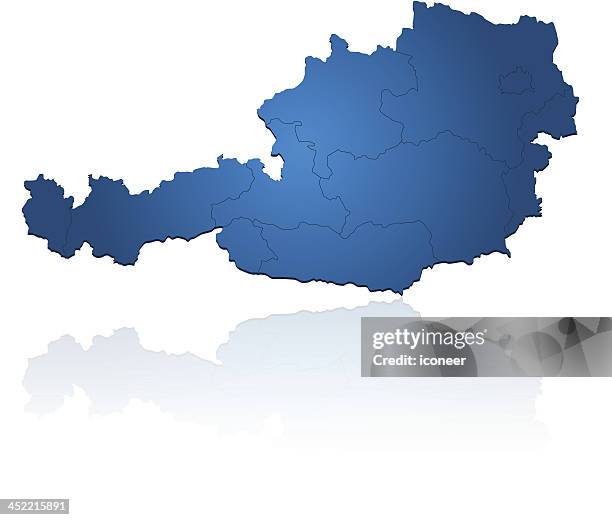 österreich karte blau - österreich karte stock-grafiken, -clipart, -cartoons und -symbole