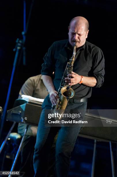 Stefano Di Battista performs on stage at at Jazz A Juan on July 16, 2014 in Juan-les-Pins, France.