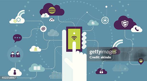 cloud computing - mobile security stock illustrations