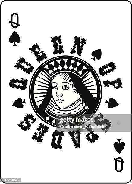 circle queen of spades - queen card stock illustrations