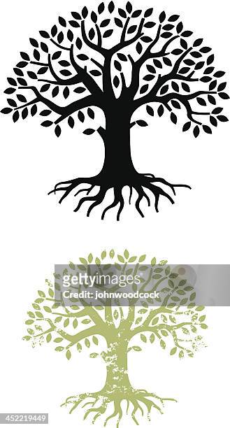 tree silhouette - tree chipping stock illustrations
