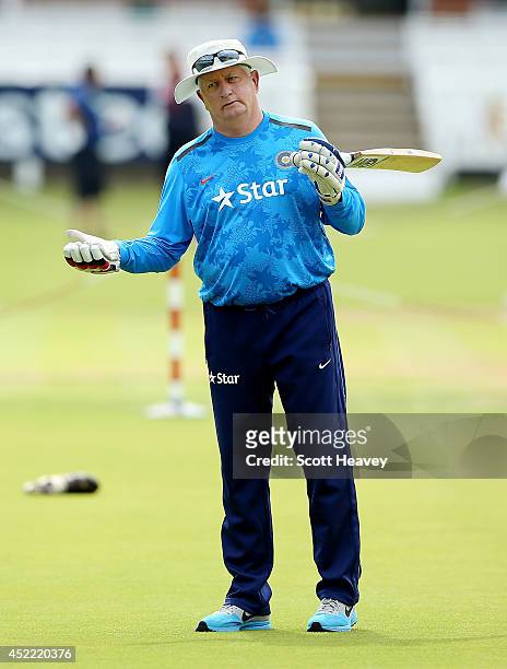 India Coach Duncan Fletcher during and India nets session at Lords on July 16, 2014 in London, England.