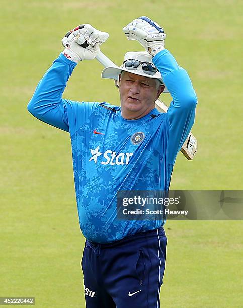 India Coach Duncan Fletcher during and India nets session at Lords on July 16, 2014 in London, England.