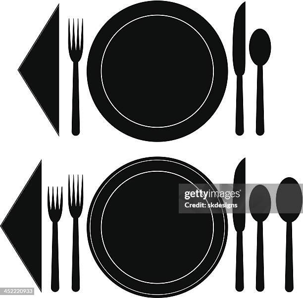 basic dinnerware place setting sets - tablespoon stock illustrations