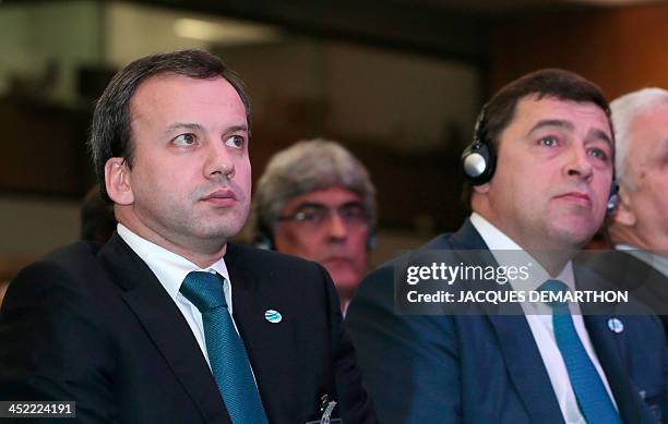 Arkady Dvorkovitch , deputy Prime Minister of Russia and Evgeny Kuivashev, governor of the Sverdlovsk region attend the presentation of the...