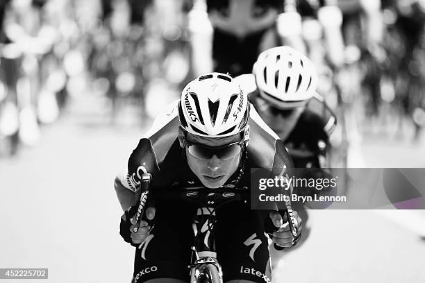 Tony Martin of Germany and Omega Pharma Quick-Step in action during the eleventh stage of the 2014 Tour de France, a 188km stage between Besancon and...