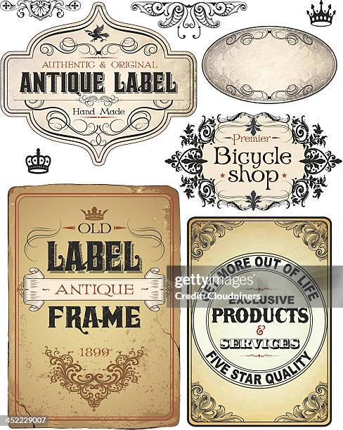 vintage retro parchment text banners - art nouveau banner stock illustrations