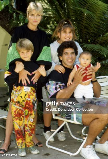 Actor and bodybuilder Lou Ferrigno poses for a portrait with his wife Carla Green and their three children, Shanna Ferrigno, Louis Ferrigno, Jr. And...