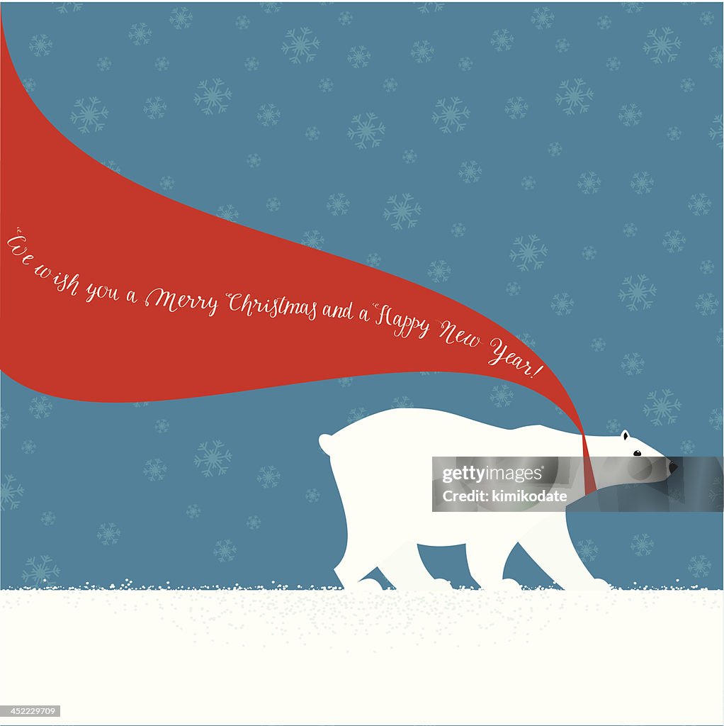 Christmas Polar bear with red scarf