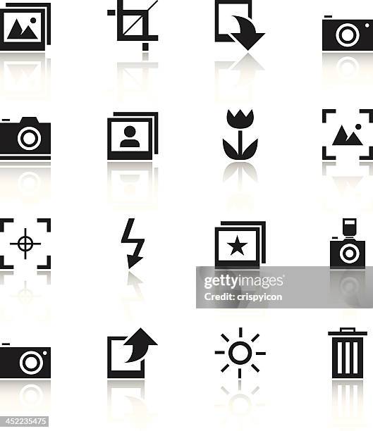 photography icons - how to upload photos stock illustrations