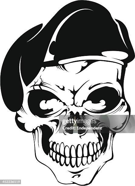 skull with beret - beret 幅插畫檔、美工圖案、卡通及圖標