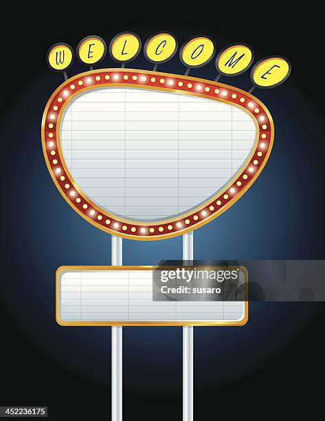 neon sign at night - box office stock illustrations