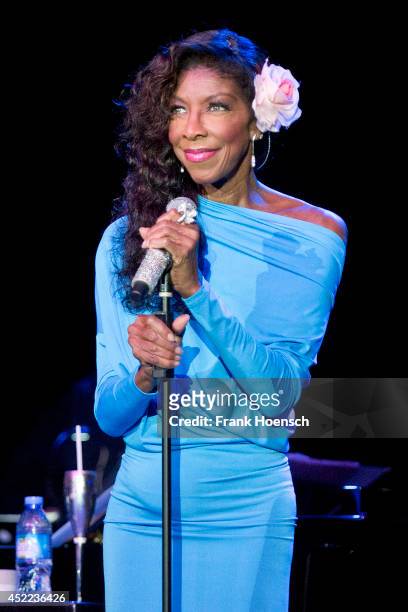 American singer Natalie Cole performs live during a concert at the Admiralspalast on July 16, 2014 in Berlin, Germany.