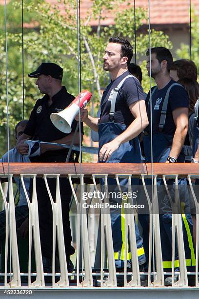 Spanish actor Pablo Puyol attends the "Cita a Ciegas" filming at 'Madrid Rio' on July 16, 2014 in Madrid, Spain.