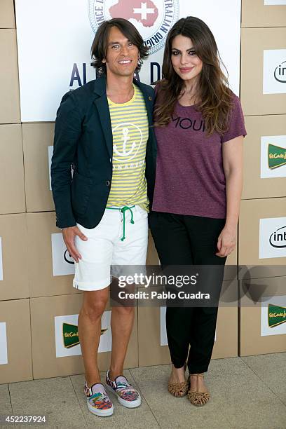 Designer Angel Ortega and Marisa Jara attend MFShow Men on July 16, 2014 in Madrid, Spain.