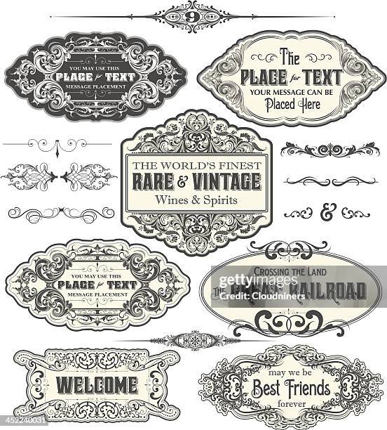 vintage label frames - art nouveau stock illustrations